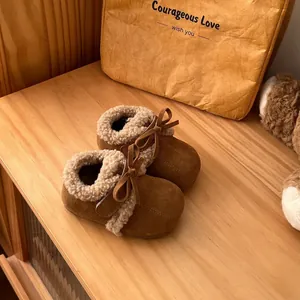 Zapatos Birkenstock para niños forrados con vellón marrón para otoño e invierno