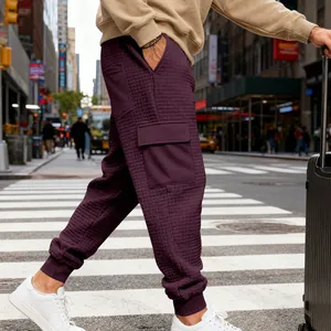 Pantaloni jogger cargo jacquard viola pesanti da uomo in stile street urbano