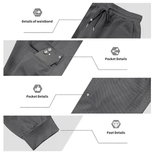 Dettaglio dei pantaloni jogger jacquard grigi pesanti con tasche ed elastico