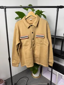Veste de travail rétro pour hommes doublée polaire avec poches à rayures contrastées