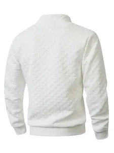 Vista posteriore di una felpa tattica in pile bianco da uomo con texture a quadretti