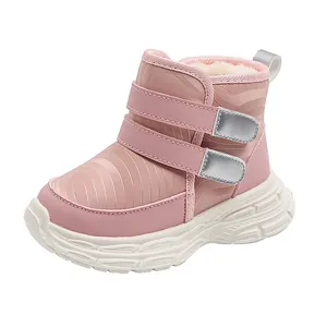 Warm pink waterproof snow boots for toddlers with plush fleece lining and non-slip sole