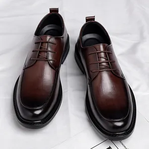 Klassische braune Herren-Business-Schuhe aus Leder mit elegantem Schnürdesign für formelle Anlässe