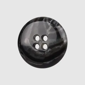 Premium black marbled four-hole urea button for high-end garments and workwear