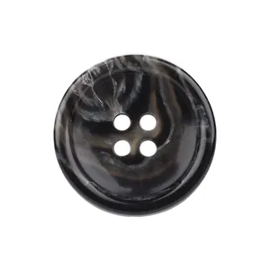 Premium four-hole dark marbled urea button for high-end workwear garments and coats