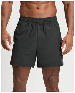 Men's minimalist black quick-dry athletic shorts with elastic waist for gym and running