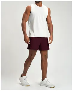 High-quality detailed shot of men's quick-dry breathable athletic shorts in maroon