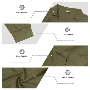 Détails rapprochés de la texture du polo à manches longues gaufré vert olive.