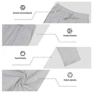 Dettagli dei pantaloni casual da uomo: vita, tasche e tessuto grigio