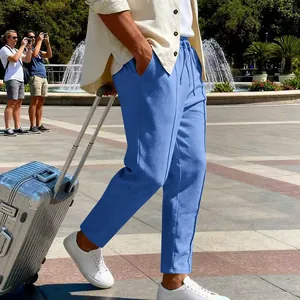 Pantaloni casual blu larghi da uomo per viaggi e tempo libero quotidiano con stile