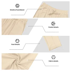 Vista dettagliata dei pantaloni casual da uomo che mostra vita, tasche e tessuto.