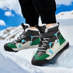 Warme Winter-Schneestiefel für Jungen mit dickem Pelzfutter und rutschfester Gummisohle