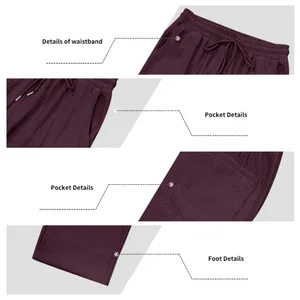 Dettagli dei pantaloni sportivi a coste da uomo con girovita ed eleganti tasche.