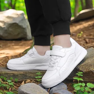 Children's white low-top board shoes for school and sports, unisex student sneakers