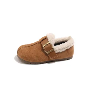 Gemütliche, fleecegefütterte Kinder-Winter-Loafer mit Schnalle für Mädchen und Jungen