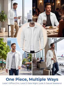 Veste blanche homme ajustée à texture gaufrée pour le bureau, les soirées et le weekend