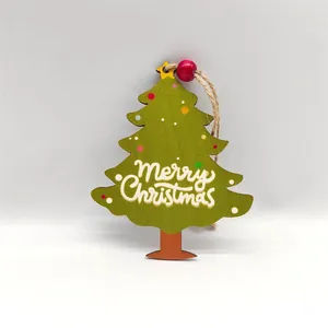 Adorno festivo de madera para árbol de Navidad con texto Merry Christmas y lunares