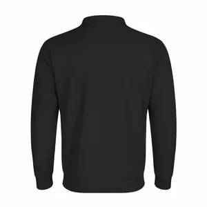 Vue arrière du cardigan décontracté noir pour hommes avec poignets et ourlet côtelés