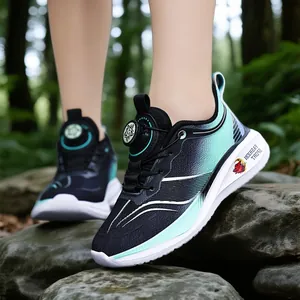 Kinder sneakers met draaisluiting van ademend mesh in gradiënt groen zwart sport