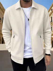 Veste décontractée élégante pour hommes, coupe ajustée, fermeture éclair et col à revers