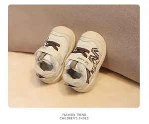 Warm winter fleece toddler walking shoes featuring cute panda cartoon and soft thick sole