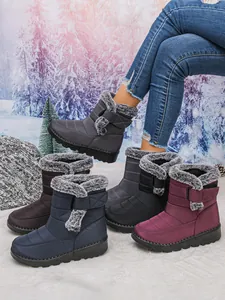 Waterproof women's snow boots with warm faux fur lining shown in multiple colors