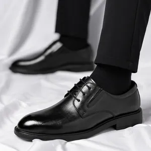 Classic black men's derby shoes formal business leather shoes for wedding and daily office wear.