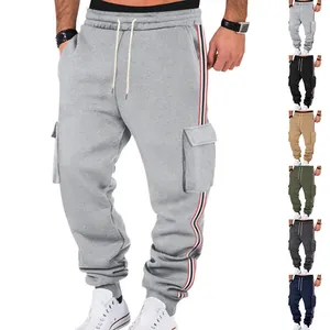 Herren Winter Schwergewicht Fleece Hose Retro Warm Joggers Taschen Gurtband Outdoor Sport Casual Sweatpants Mann