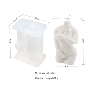 Detailed 3D female body silicone mold with finished candle weights and dimensions