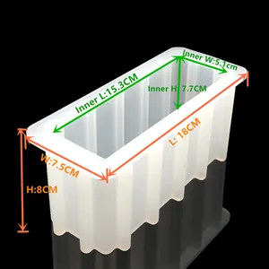Detaillierte Maße der 500 ml rechteckigen Silikonform für Seife und Toastkuchen