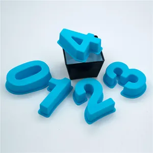 Set of 0-4 blue silicone number cake molds for baking and DIY crystal resin crafts