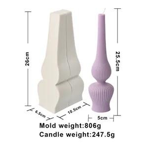 Detailed dimensions for Nordic striped pillar silicone candle mold and finished candle
