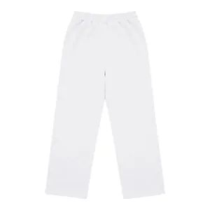 Vue détaillée du pantalon de jogging blanc en coton lourd pour hommes style hip-hop.