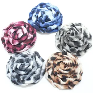Spilla a Rosa in Tessuto con Stampa Leopardata Vintage Fatta a Mano Accessorio per Decorazione Fai-da-te di Vestiti Cappelli e Borse