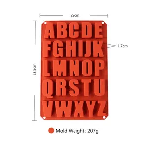 Stampo in silicone con 26 lettere, dimensioni 22x33,5 cm per pasticceria e DIY