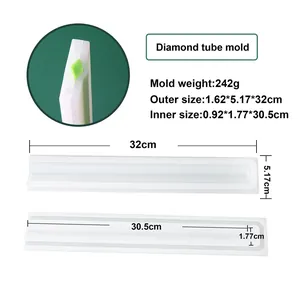 Detailed dimensions of diamond tube silicone mold for DIY soap and cake making.