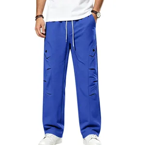 Vue d'ensemble du pantalon de jogging bleu pour homme, coupe large et hip-hop