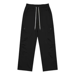 Pantalon de jogging noir large et épais pour hommes style high-street avec cordon