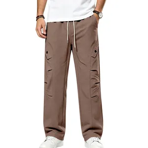Pantalon large en coton épais pour hommes avec une coupe courbée unique style high street