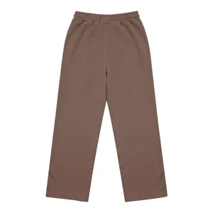 Vue de face du pantalon de jogging marron en coton épais à jambes larges pour hommes