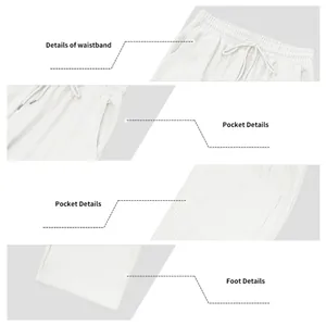 Detaillierte Nahaufnahmen von Bund, Taschen und Saum der gerippten Herren-Jogginghose