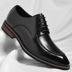 Chaussures Derby élégantes en cuir noir pour hommes, style business formel à lacets