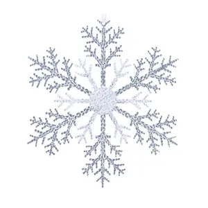 Eleganter weißer Acryl-Schneeflocken-Anhänger für festliche Weihnachtsbaumdekorationen.