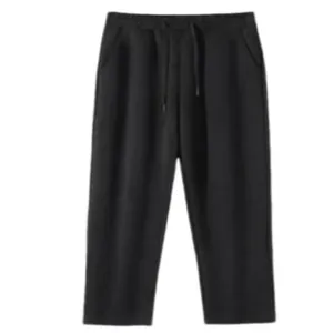 Men's casual black cotton sweatpants featuring a straight-leg cut and drawstring.