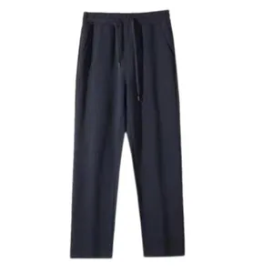 Front view of men's casual straight-leg cotton sweatpants in dark navy