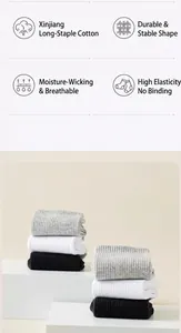 Vue détaillée de chaussettes en coton côtelé avec icônes de qualité et de confort