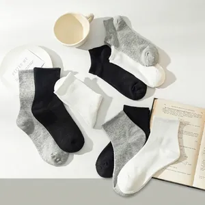 Chaussettes courtes en coton respirant pour hommes, ensemble noir, blanc et gris