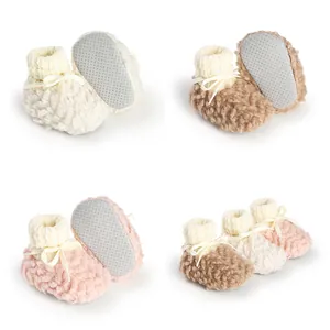 Baby Girls Winter Warm Fleece Thickened Prewalker Shoes Anti-slip Soft Sole Sock Shoes First Walkers For Infant 0-1 Year Old