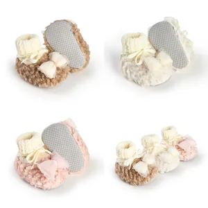Infant Baby Girl Winter Fleece Shoes Warm Thickened Anti-slip Bow Soft Sole Prewalker Sock Shoes 0-1 Year Old