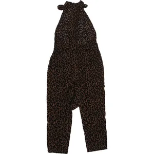 Vue détaillée de la combinaison léopard sexy dos nu et col licou pour femme